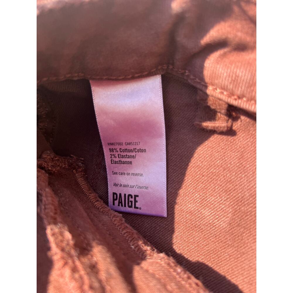Paige Pants Women Sz 30 Mahogany Brown Slim Straight Kick Flare Zip Fly 4-Pocket - Picture 4 of 8